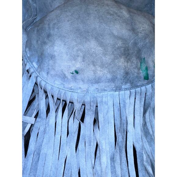 JODILEE AUSTRALIA "HEAVENLY" BLUE SUEDE FRINGED EMBROIDERED BOHO BAG - Picture 10 of 11